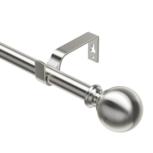 Tringle à rideaux extensible en métal pour fenêtres de 76 à 135 cm - Diamètre 19 mm - Pour salon, chambre à coucher - Nickel brossé