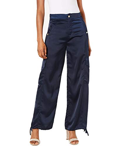 Kendall + Kylie Women's Satin Cargo Pants (Navy, 8-10)