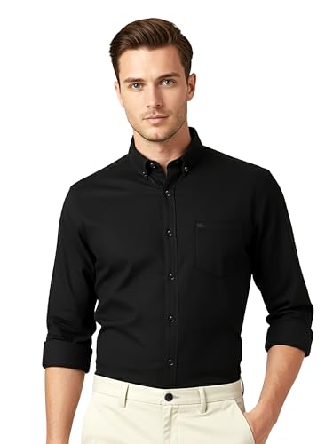 Image of Beyoung Oxford Cotton Shirt for Men | Premium Oxford Fabric | Regular Fit | Button-Down Collar