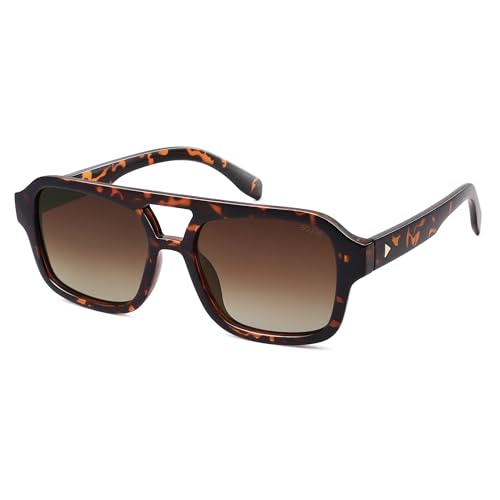 SOJOS Retro Aviator Sunglasses for Womens Mens Polarized Trendy Square Designer Inspired Shades 80s 90s Sun Glasses SJ2342 Tortoise