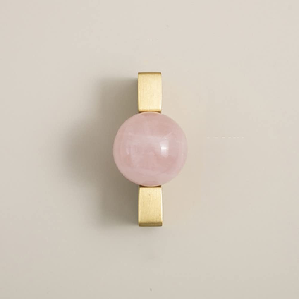 Boutons de tiroir en laiton et cristal rose Youther pour meuble de cuisine