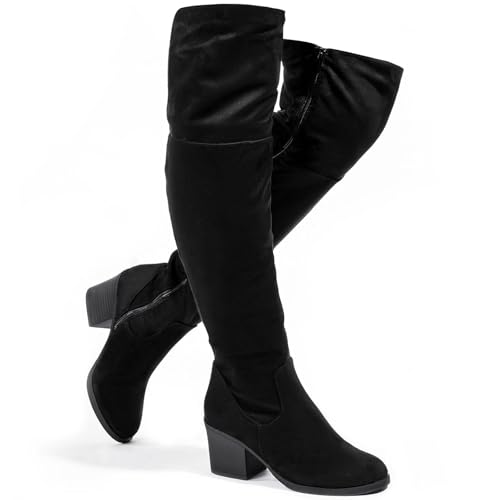 The Best Boots for Obby Mauler: Top Picks and Reviews 12 katliu Women's Thigh High Boots Sexy Stacked Block Heel Boots Over the Knee Black 8
