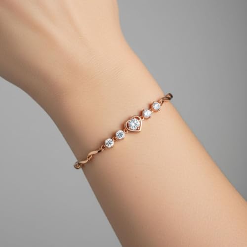 Image of Nilu's Collection Rose Gold And Silver Plated Heart Shape Jewellery Set For Women