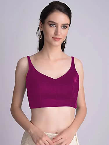 Women's Readymade Velvet Blouse For Sarees Indian Bollywood Designer Padded Stitched Crop Top Choli2