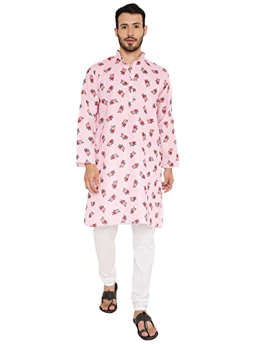 Image of Maharaja Floral Printed Linen Kurta Pyjama Set for Men