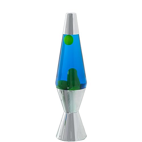 DRW Lampara Lava Metal Brillo Líquido Verde y Azul Ø9x37cm Cable Negro:150cm