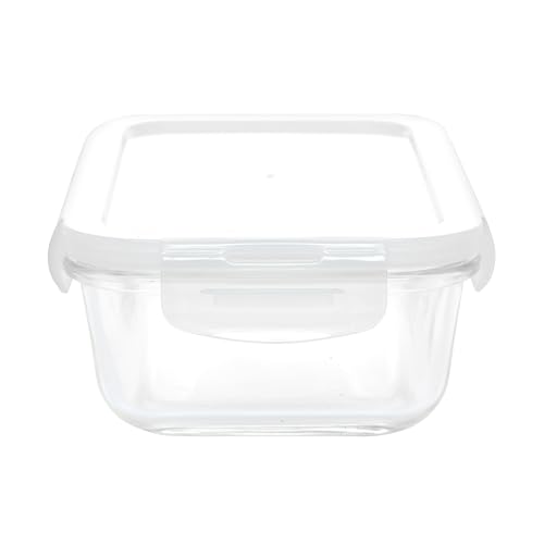 Image of Cutting EDGE 640ml Rectangular Borosilicate Glass Food Container (Set of 1) | food storage, meal prep, refrigerator use, microwave safe, transparent body, everyday kitchen home & office use