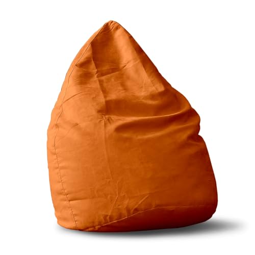 Lumaland Pouf Poire XL 120 L - Ligne Confort - Fauteuil Poire Adulte et Enfant pour Salon - 45 x 60 cm - Bean Bag Pouf Intérieur avec Coutures Solides - Orange