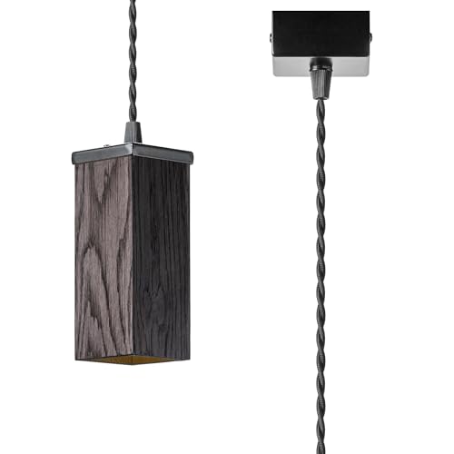 Suspension chêne massif noir 6 x 15 cm Wooden Lights pour l'éclairage de votre salle à manger