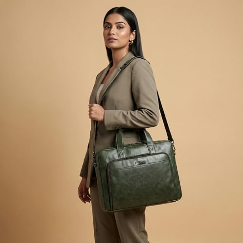 Image of VISMIINTREND Vegan Leather Laptop Bags for Men & Women, Office /Travel, Laptop Messenger /Briefcase Bag, Stylish, Fits 13 /14 /15.6 Inch Laptop, Macbook Bag | Corporate Gifts for Men