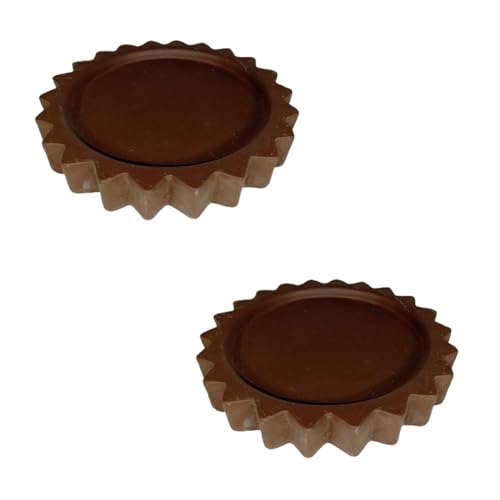 Lasaki Celty Tray Truffle Set of 2 | Round Ceramic (Plates/Saucers) for Pots, Planters, Flowers, Succulents | Decorative Garden Accessories | (H - 2.5 X D - 14.5 cm) Plants Not Included