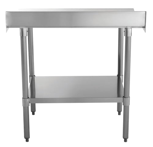 Image of Kratos Stainless Steel Kitchen Prep Table 36 inchx30 inch with Backsplash and Undershelf, NSF Worktable for Restaurants - 16ga /304SS