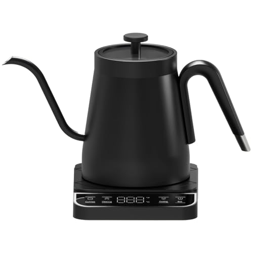 Tetera eléctrica negra de acero inoxidable 1L con control de temperatura miniatura 1
