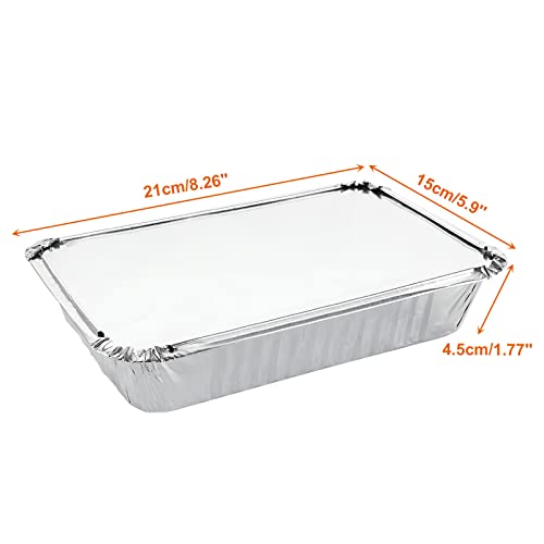 VIDETOL 50 Stück Grill Aluschalen, 850 ml Aluschalen mit Deckel, Aluschalen Grill, Auflaufform aus Aluminiumfolie für Backen, Kochen, Braten
