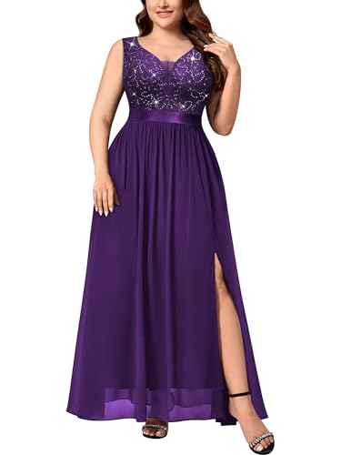 purple sequin dress plus size Plus Size Sequin Whoelsale Evening Gowns Floral Short Sleeves