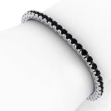 sayes.com Bransoletka tenisowa Apollo Collectiondostępna w 18-karatowym białym złocie (750) z naturalnym diamentem z certyfikatem Black 10ct brylantowym szlifem