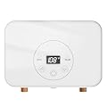Tankless Water Heater Electric, on demand hot water heater electric with LED Display - Automatic Control System - Fault Self-Test Function and Conversion between Fahrenheit and Celsius (4.5KW White)
