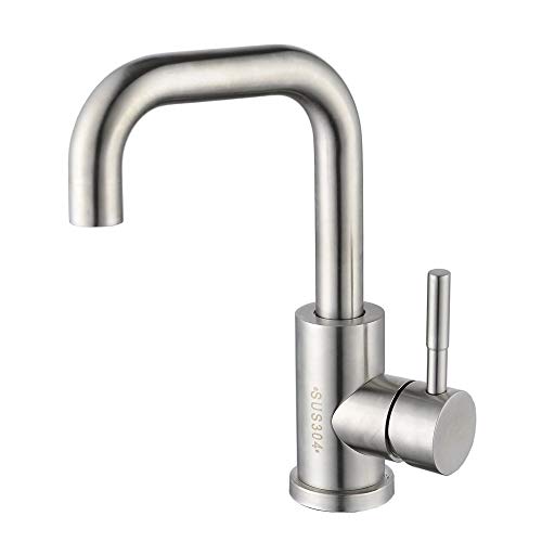 Robinet d'eau en acier inoxydable 304 durable avec mitigeur monotrou pour lavabo