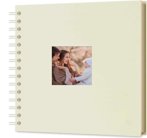 AIOR 手作りアルバム 台紙 フォトアルバム 写真ウィンドウ付きスクラップブックアルバム 250 GSM厚紙 20枚40ページ 17.5CMx17.5CM 思い出帳 DIY 写真集 卒業記念集 赤ちゃん写真集 結婚記念 誕生日 プレゼント(クリームイエロー)