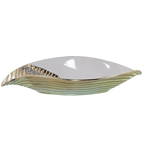 Coupe en céramique blanc et champagne 36x18cm pour décoration de table - 4