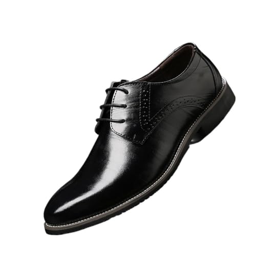 Men's Pointed Toe Trendy Leather Shoes Men's Dress Shoes Large Size Business Men's Shoes Casual(Black,44)