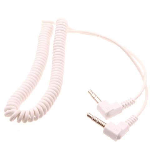 Cable Auxiliar enrollado Jack 3.5mm color blanco miniatura 1