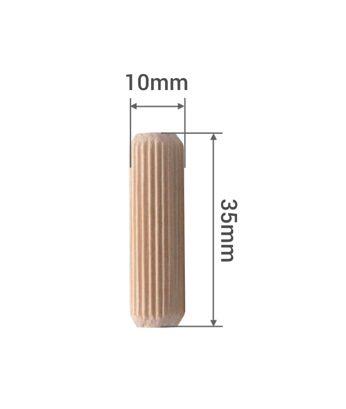 (Pack of 50 pcs) Wooden Dowels 10 x 35 mm, Solid Birch Wood Grooved Plugs, Chamfered Pins For Furniture (50, 10 x 35 mm) - Image 3
