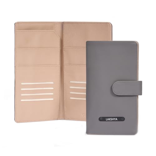 Custo Family 4 Passport Holder, Customized Family Travel Organizer, Vegan Leather ID & Document Organizer, Personalized Sleek Travel Wallet (Smokey Grey)