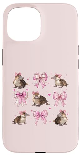 カモノハシ 動物 女の子 ピンク コケット リボン スマホケース iPhone 15 用