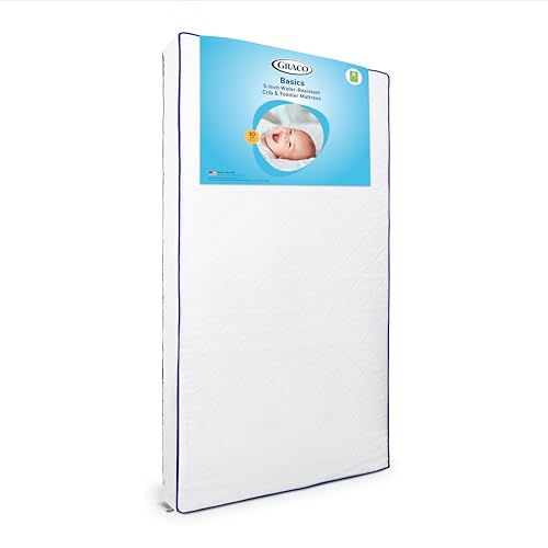 Image of Graco Basics 5-Inch Water-Resistant Crib & Toddler Mattress - Made in the USA, GREENGUARD Gold Certified, Firm Support for Infants, Baby Crib Mattress, Removable & Washable Water-Resistant PEVA Cover