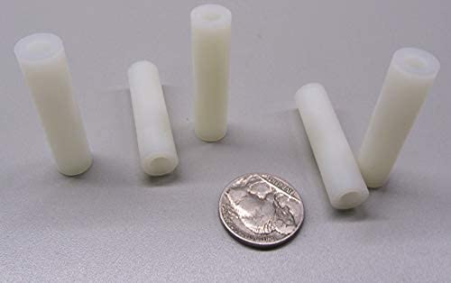 Natural Nylon Spacer, Unthreaded, No. 10 Screw Size x .375" OD x .192" ID x 1.50" Length, 100 Pcs.
