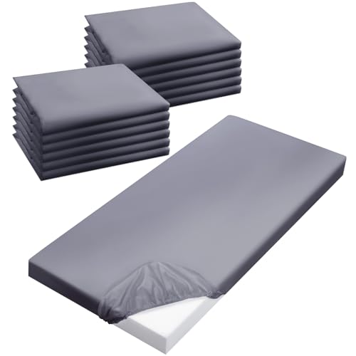Image of VitalCozy 12 Pcs Daycare Cot Sheets for Sleeping Bulk 48 x 24 Inch Standard Size Preschool Soft Breathable Nap Rest Mat Crib Sheet for Kids Baby Boys Girls (Gray)