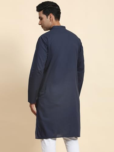 Image of Men's Cotton Solid Dress Long Kurta Regular Fit Casual