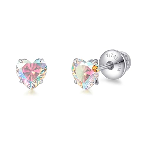 Limerencia Boucles d'oreilles en Titane Avec Fermoir à Vis, G23 Boucles d'oreilles Médicales Hypoallergéniques CZ 5 mm pour Femmes et Hommes Sensibles