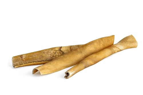 Kaureks Natur Pferdekopfhaut Stangen 800g (Gold) ca. 25-30 cm natürliche Zahnpflege für Hunde, wie Pferdeknochen