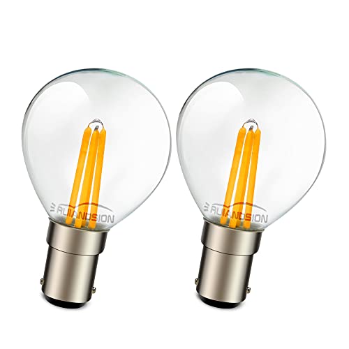 Ruiandsion Ba15d LED Bulb AC 220V Warm White B15 Bayonet LED Bulb Clear Bulb Replacement for Candle, Appliance Lamps, Ceiling Pendant Decorative Light (Pack of 2)