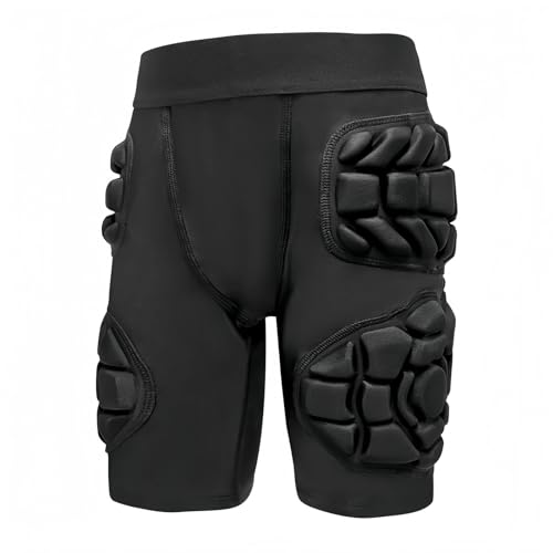 Youth Football Girdle with Hip & Thigh Pads, Kids Padded Compression Shorts w/ Cup Pocket