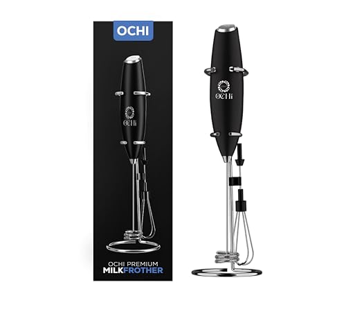 Comparison: Best Milk Beater 1 OCHI Powerful Milk Frother & Egg Beater - Powerful Electric Handheld Frother & Whisk for Coffee, Lattes, Cappuccino, Hot Chocolate & Coffee Creamer - Ultra Fast Foam Maker & Drink Mixer (Black)