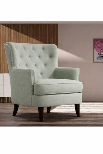 Image of Castora Upholstered Accent Chair for Living Room and Offices (Light Green)