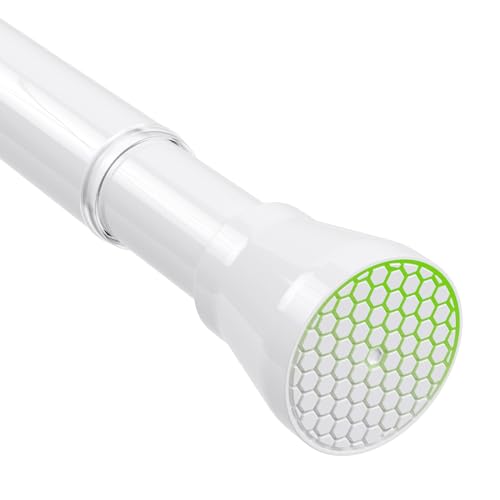 Image of Tension Curtain Rod 30-64 Inch Curtain Rods No Drilling White Tension Spring Rod Adjustable Curtain Rod Expandable Shower Pressure Tension for Windows Closet Doorway