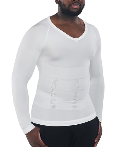 KOCLES Gynecomastia Compression Shirts for Men Long Sleeve, Slimming Body Shaper Undershirt, Tummy Control Shapewear, Workout