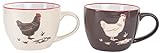 Lot de 2 Tasses décor Poule en céramique