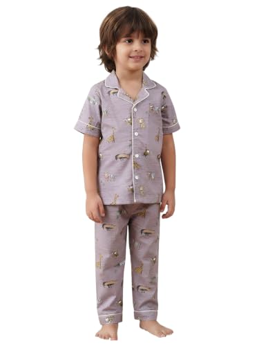 Image of POLKA TOTS 100% Pure Cotton Half Sleeve Night Suit for Kids, Girls & Boys | Cotton Pyjama Set | Unisex Night Dress for Children | Night Suit for Girls |Sleepwear for Kids | Winter Night Dress for Boys