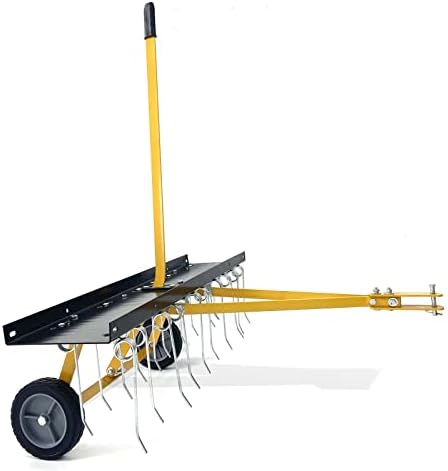 COATTOA 40-Inch Lawn Sweeper Tow Behind Dethatcher, Landscape Rake, Lawn Tractor Rake, Tine Tow Dethatcher Pull Behind Mower, Riding Lawn Mower Attachments for Outdoor Yard Tools Lawn Care