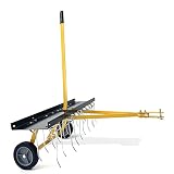 COATTOA 40-Inch Lawn Sweeper Tow Behind Dethatcher, Landscape Rake, Lawn Tractor Rake, Tine Tow Deth