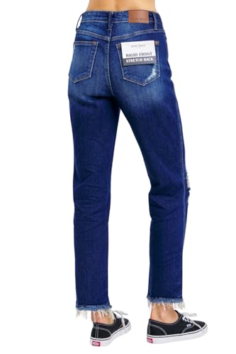 Judy Blue High Rise Rigid Magic Distressed Straight Jeans2