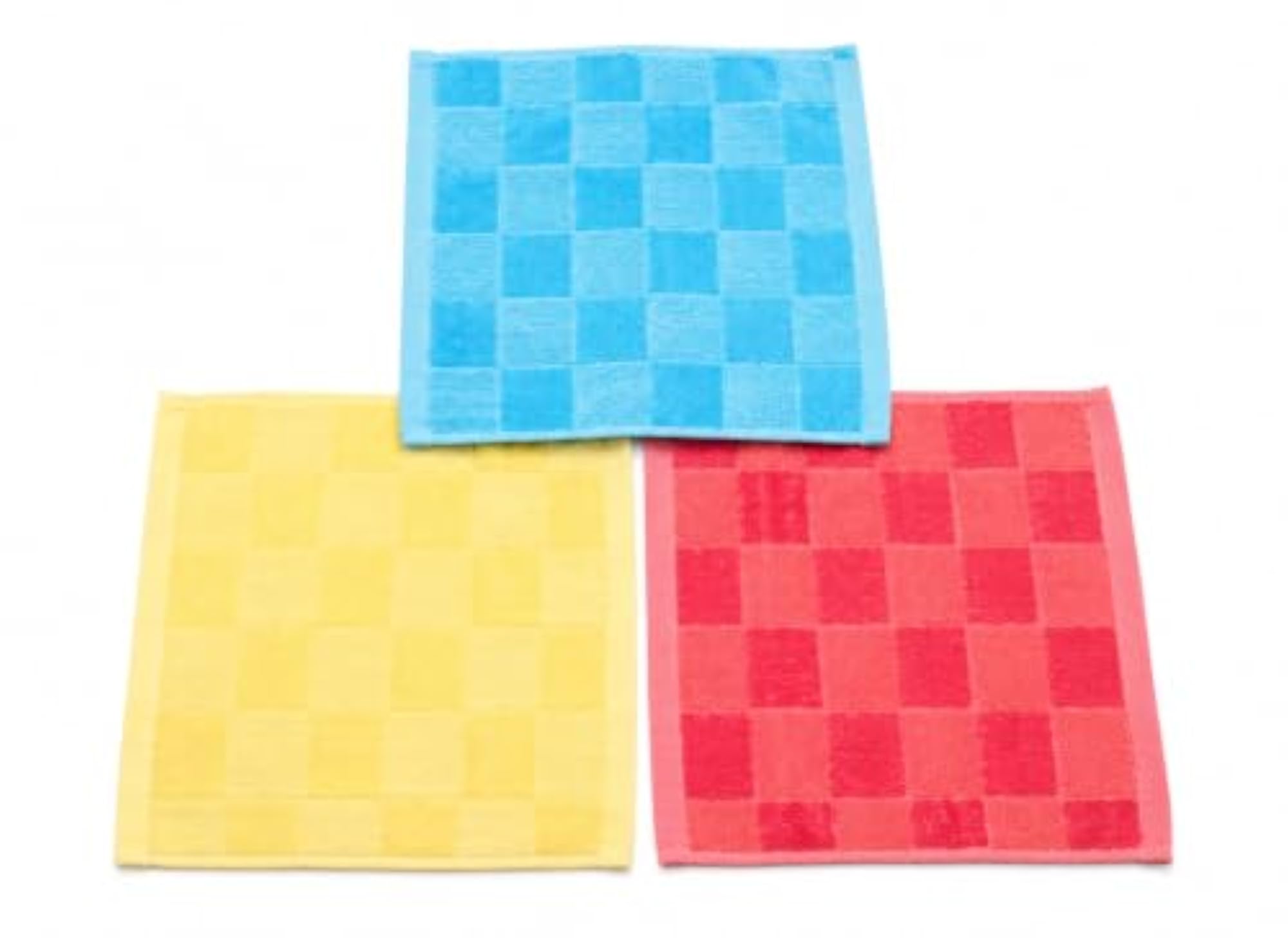 Set of 6 Premium Checkered Face Towels, 100% Cotton