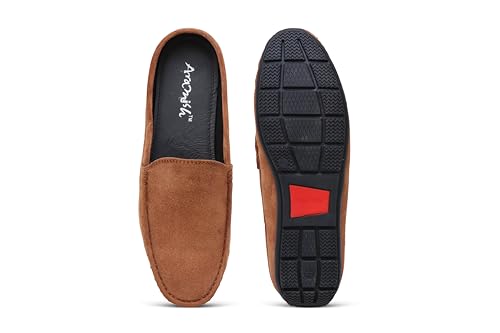 Image of ARAMISH Suede Half Loafers for Men | Men's Open Loafer Shoes