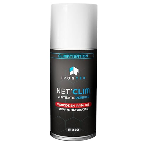 Net'Clim Virucide | IRONTEK | 150ml | nettoyant Ventilation Auto, désinfectant climatisation Voiture, Spray habitacle | procédure One Shot, Action Rapide 30...