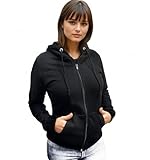 Blusa de Frio Feminina Moletom aberto com Zíper e Capuz (BR, Alfa, M, Regular, Regular, Preto)